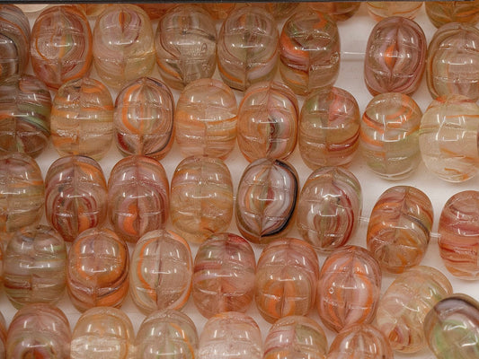 OUTLET 南瓜珠，8x11 毫米，玻璃，捷克共和国