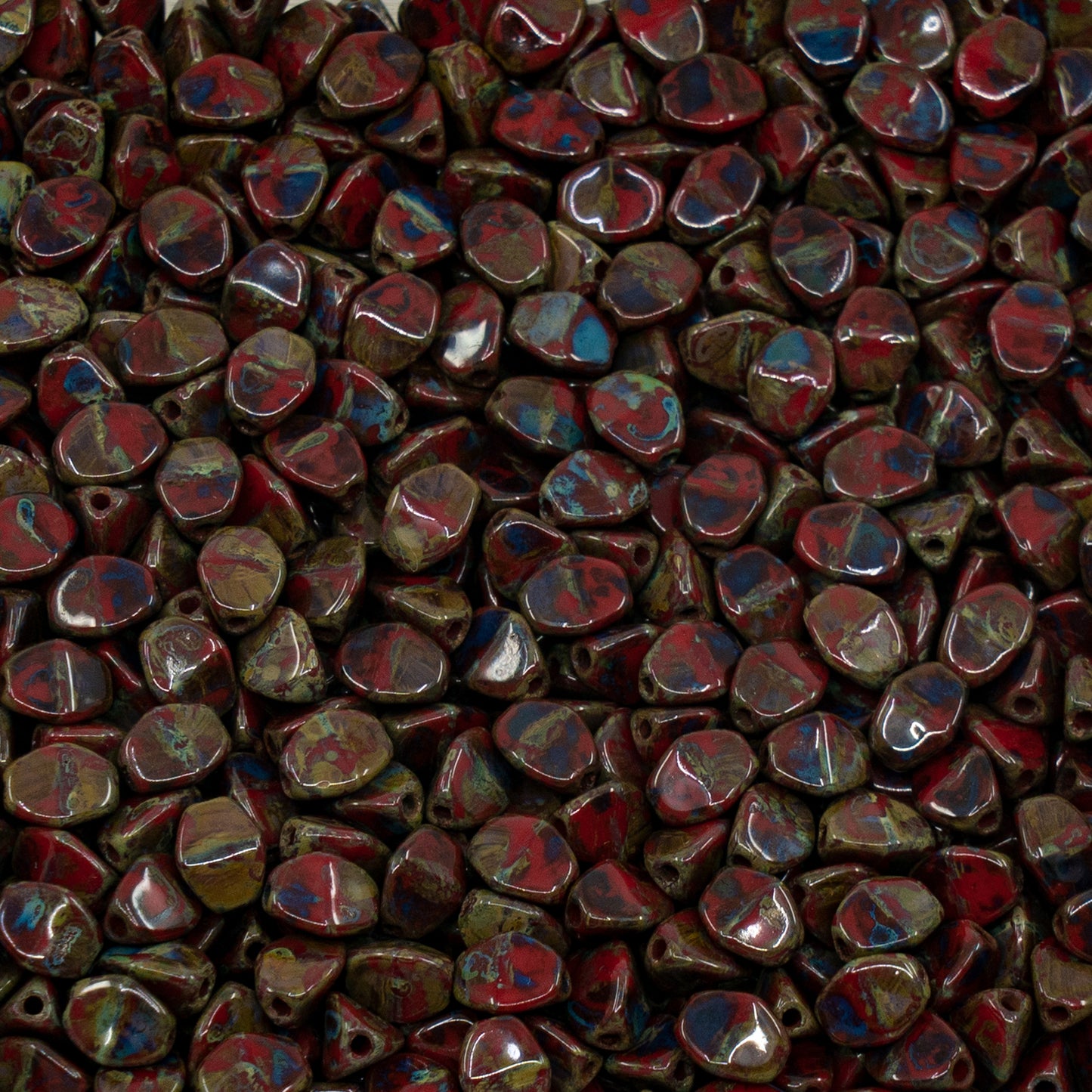 OUTLET 250g/50g Pinch Beads, 5 x 5 mm, Opaque Red Travertin (93200-86800), Glass, Czech Republic