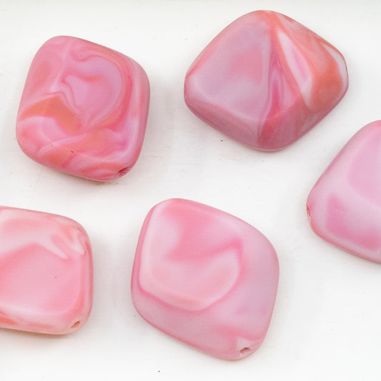 OUTLET 10 grams Table Cut Stone-Like Beads, 24 x 20 mm, Opaque Pink Matte (74020-84110), Glass, Czech Republic
