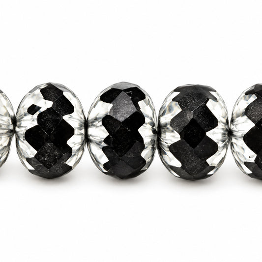 Special Cut Faceted Fire Polished Beads, Black Matte Silver (23980-84110-27000), Glass, Czech Republic