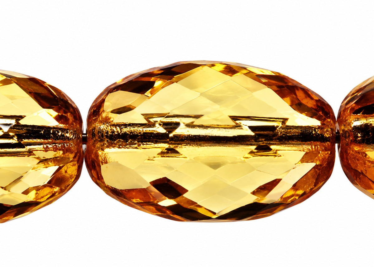 Oval Faceted Beads, Topaz Yellow Transparent (10000), Glass, Czech Republic
