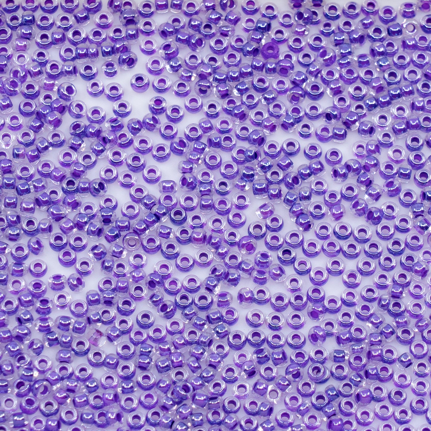 OUTLET 10 grams Preciosa Ornela Seed Beads, Round Hole, Loose, 10/0, crystal, colour lined violet, sfinx (38828), Glass, Czech Republic