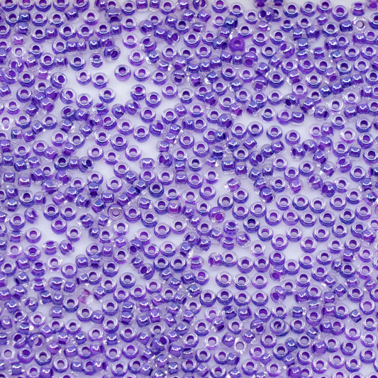 OUTLET 10 grams Preciosa Ornela Seed Beads, Round Hole, Loose, 10/0, crystal, colour lined violet, sfinx (38828), Glass, Czech Republic