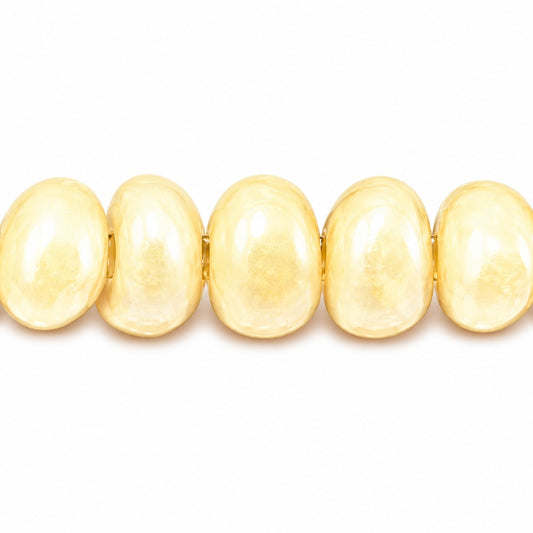 Oval Beads, Chalk White Luster Brown Full Coated (03000-14413), Glass, Czech Republic