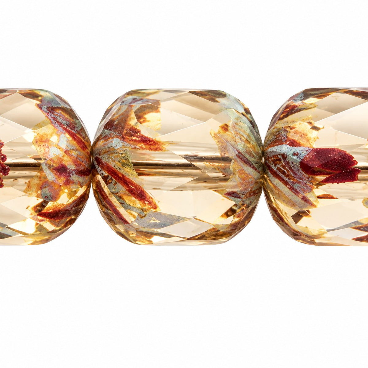 Faceted Fire Polished Beads Special Cut, Gray Stain Strong (40010-86805), Glass, Czech Republic