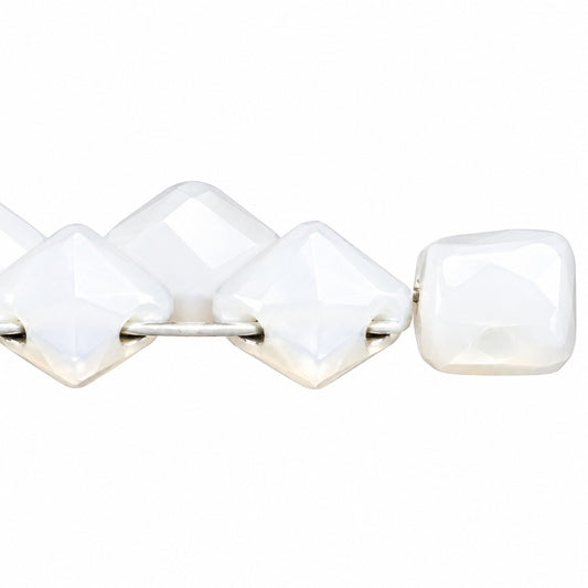 Silky 2-Hole Square Beads, White (2010), Glass, Czech Republic