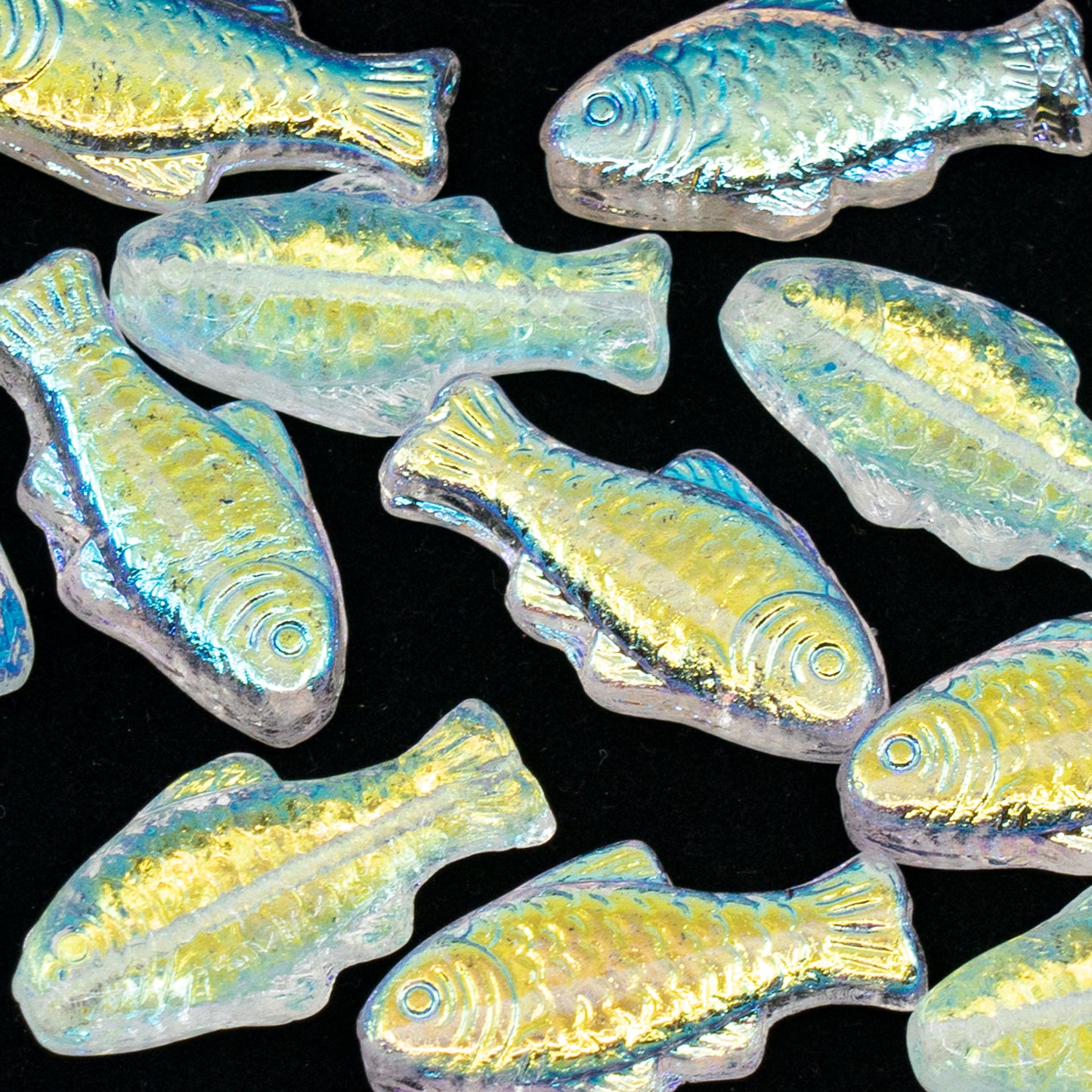 OUTLET 10 grams Big Fish Beads, 24 x 11 mm, Crystal Ab (00030-28701), Glass, Czech Republic