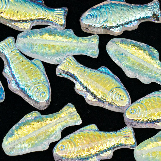 OUTLET 10 grams Big Fish Beads, 24 x 11 mm, Crystal Ab (00030-28701), Glass, Czech Republic
