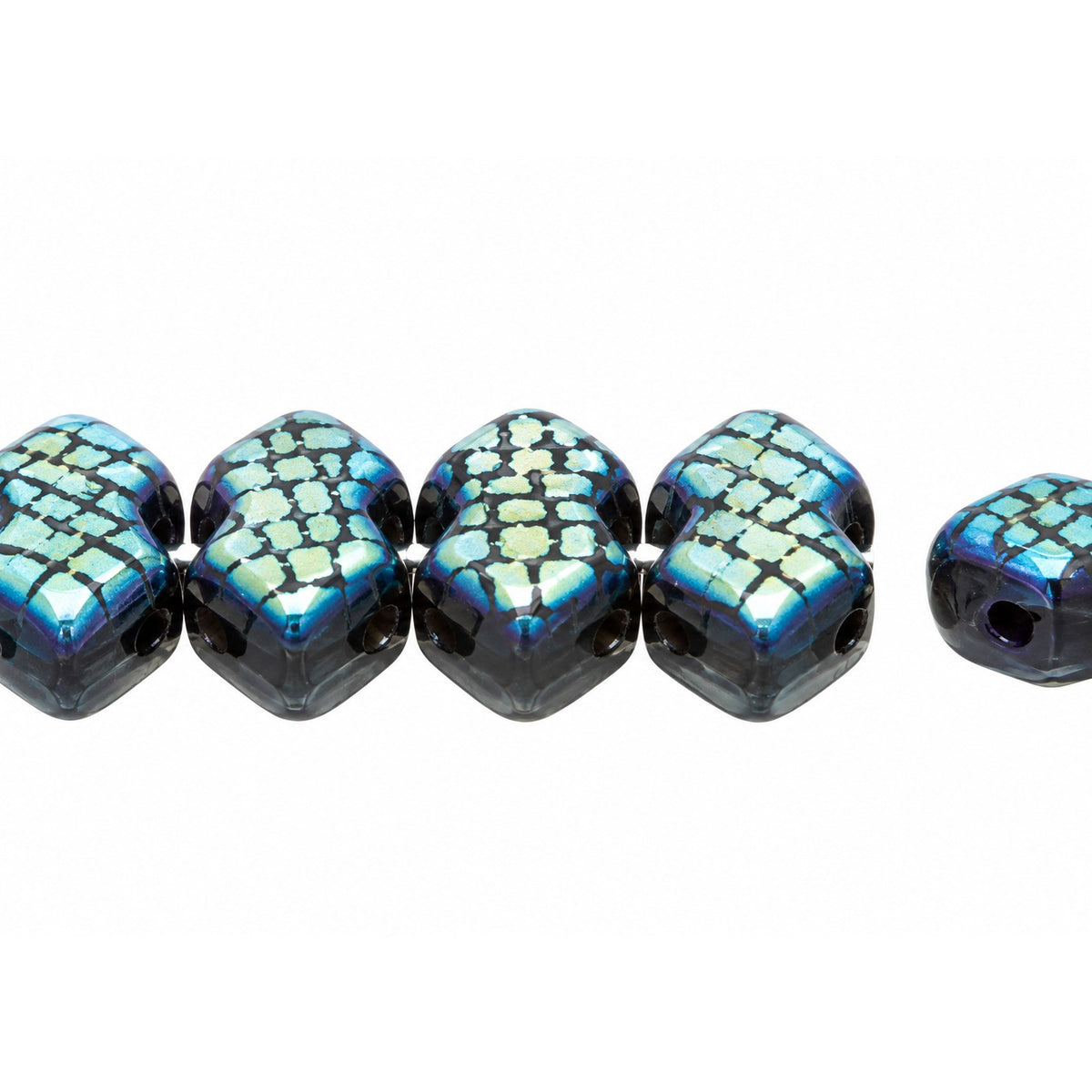 3-Hole Pressed Beads, Black 28773 33001 (23980-28773-33001), Glass, Czech Republic