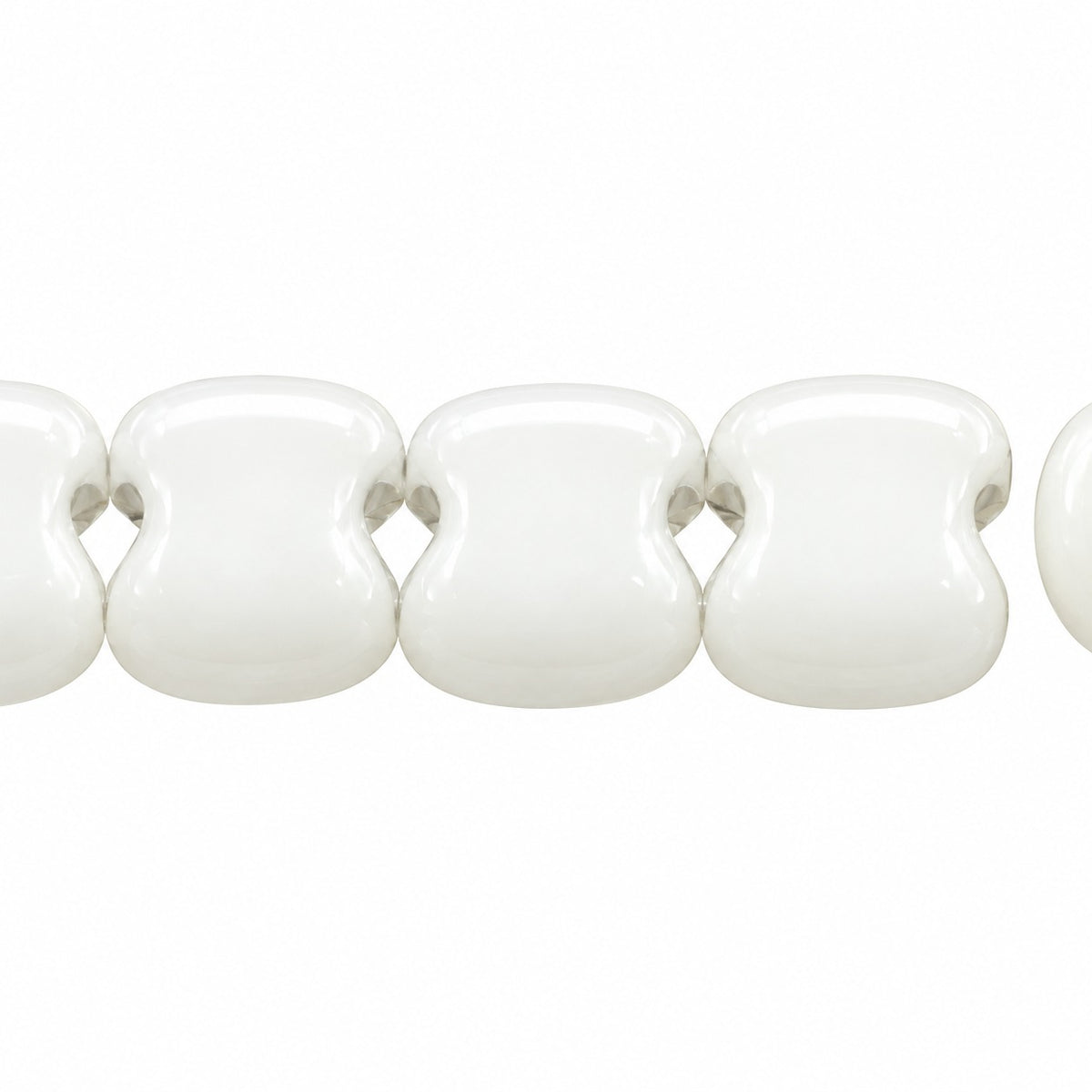 2-Hole Pressed Beads, Chalk White (3000), Glass, Czech Republic