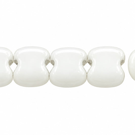 2-Hole Pressed Beads, Chalk White (3000), Glass, Czech Republic