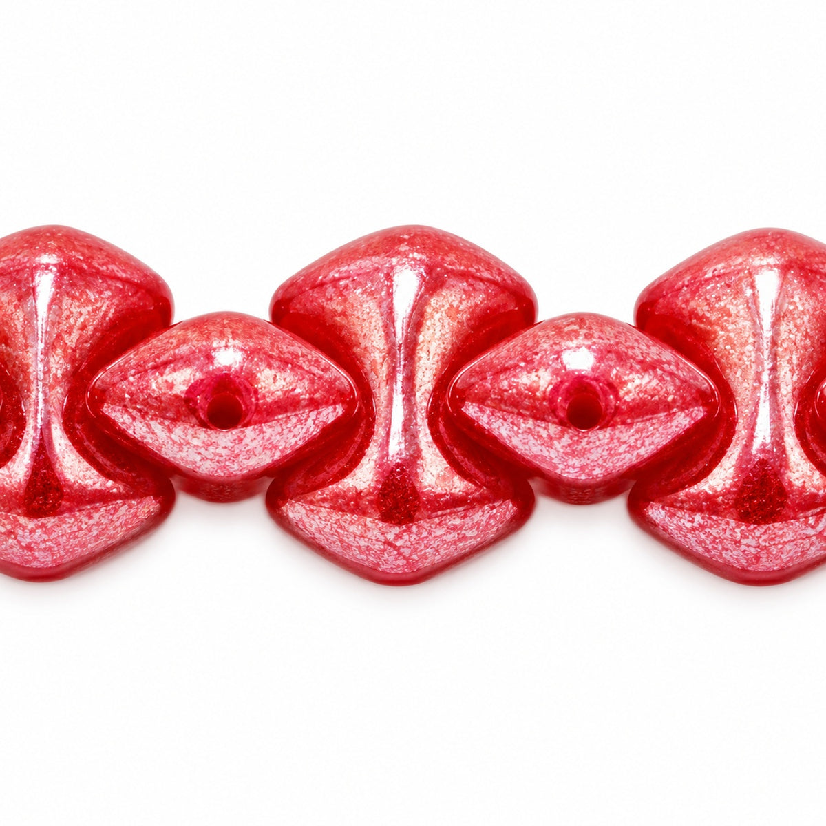 Pressed Beads, Opaque Red Hematite (93200-14400), Glass, Czech Republic