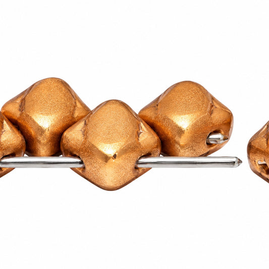 Silky 2-Hole Square Beads, Crystal Aztec Pale Gold (00030-01710), Glass, Czech Republic
