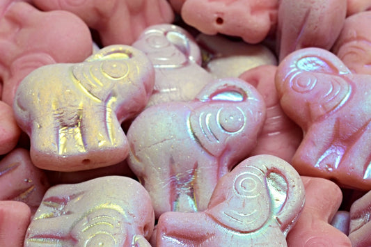 Elephant Beads, Opaque Pink Matte Ab (74010-84100-28701), Glass, Czech Republic