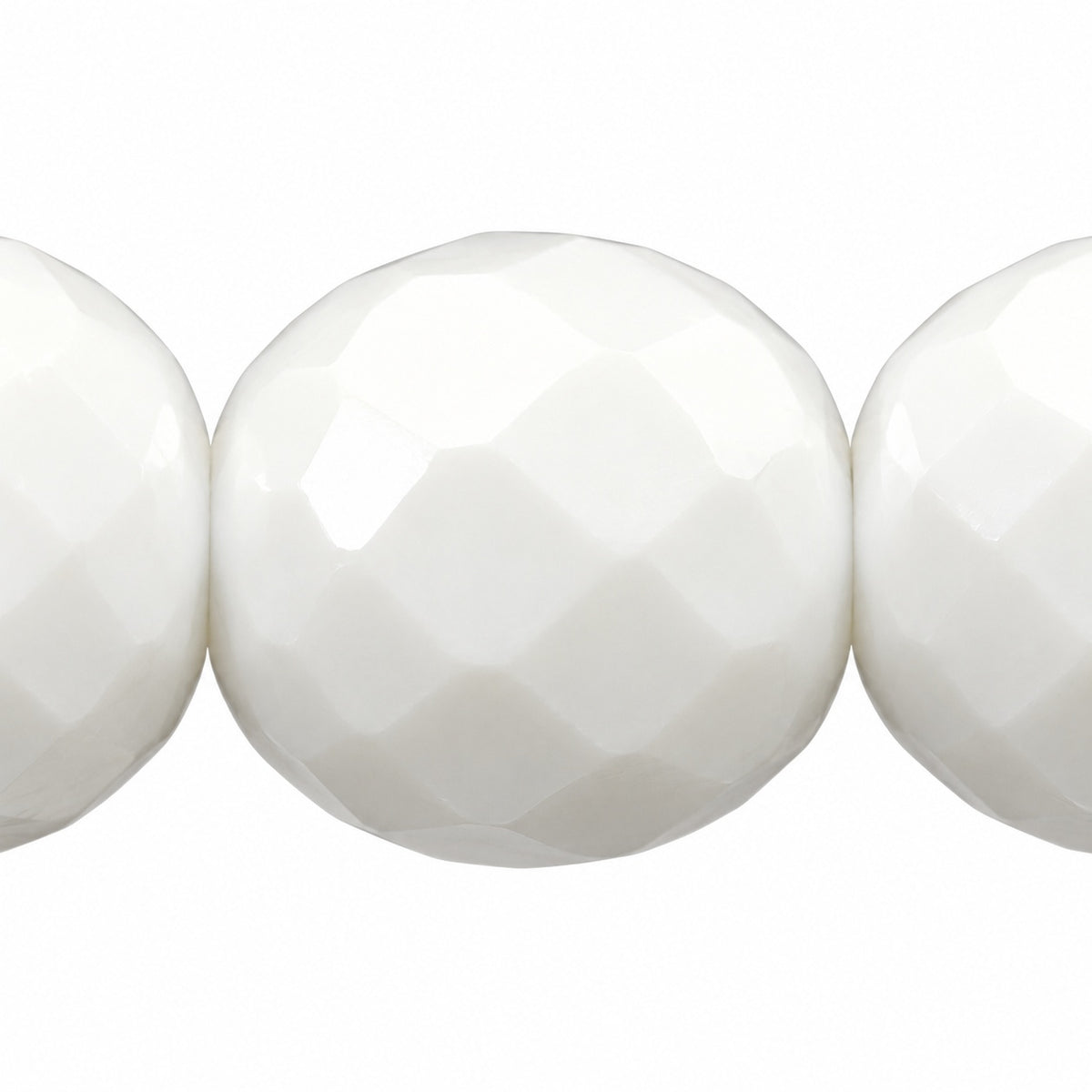 Faceted Round Fire Polished Beads, White (02010), Glass, Czech Republic
