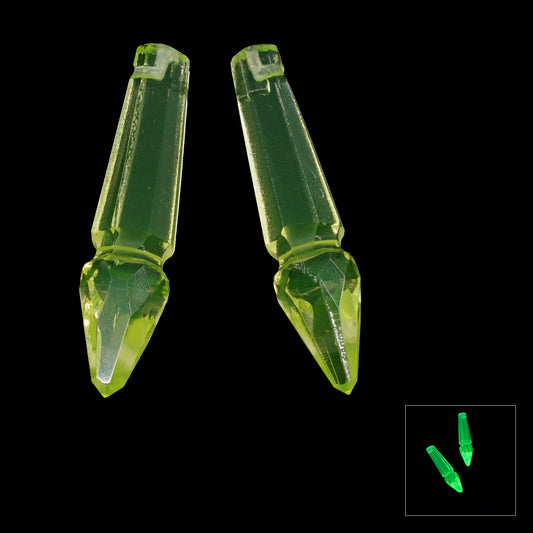 1 pc Uranium Chandelier Trimming Icicle Drop (approx. 51x11mm), Yellow, Hand Cut and Polished Glass, Czech Republic, OUTLET