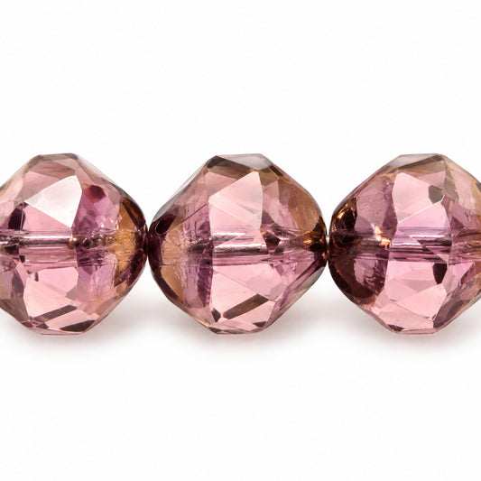Special Cut Faceted Fire Polished Beads. Smashed, Transparent Light Amethyst Bronze (20040-14415), Glass, Czech Republic