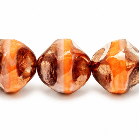 Special Cut Faceted Fire Polished Beads. Smashed, X3067 Bronze (x3067-14415), Glass, Czech Republic