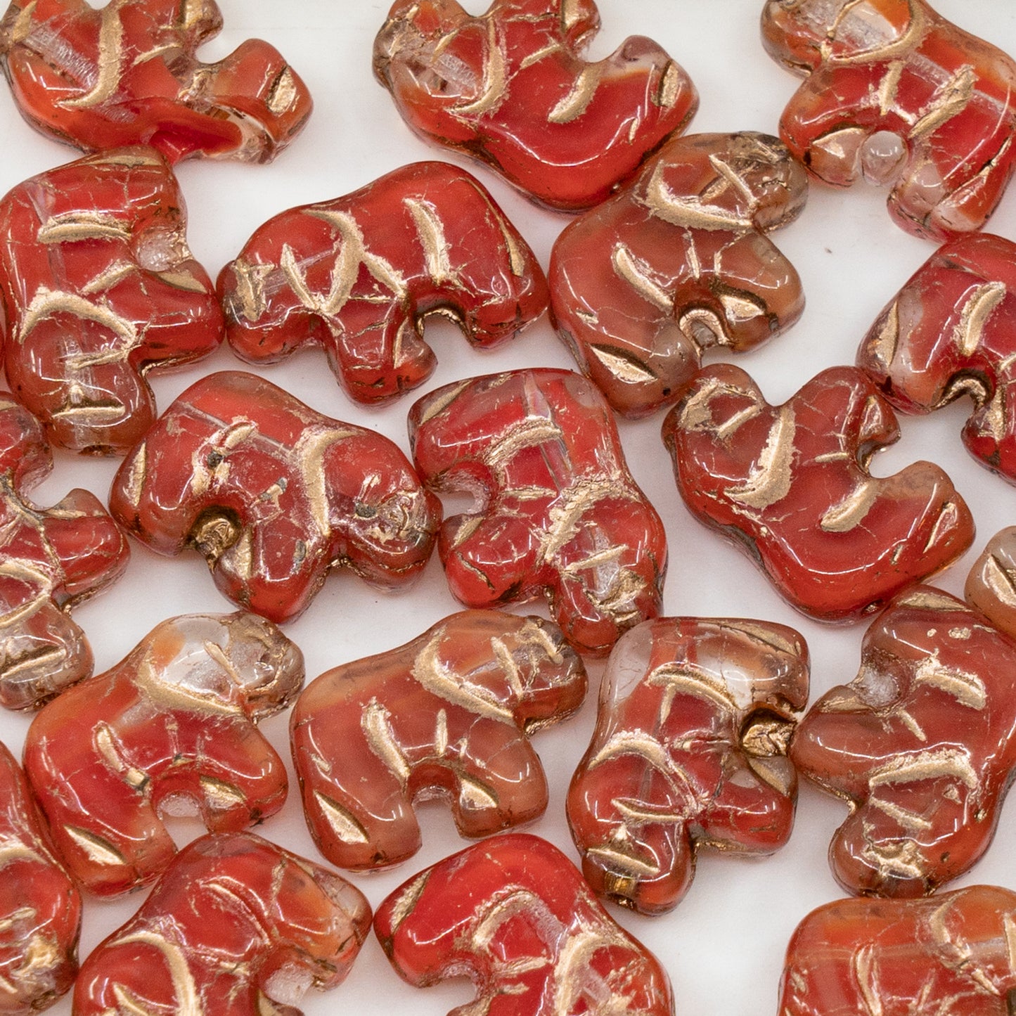 OUTLET 250g/50g Small Elephant Beads, 15 x 11 mm, Orange Copper Lined (96028-54200), Glass, Czech Republic