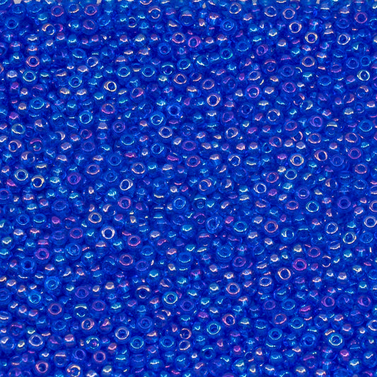 OUTLET 10 grams Preciosa Ornela Seed Beads, Round Hole, Loose, 10/0, sapphire, rainbow (31050), Glass, Czech Republic