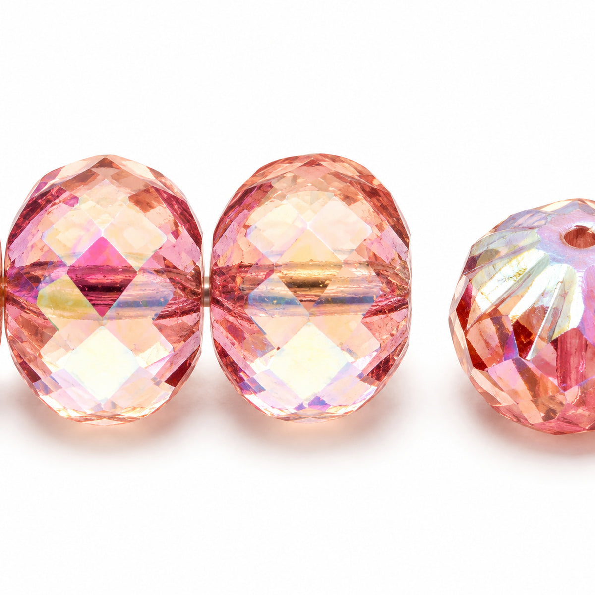Special Cut Faceted Fire Polished Beads, Transparent Pink Purple Ab (70110-15726-28701), Glass, Czech Republic