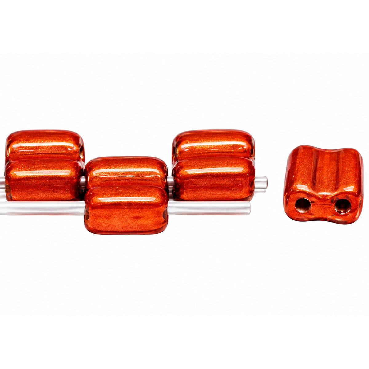 Silky 2-Hole Square Beads, Crystal Copper Matt (00030-01750), Glass, Czech Republic