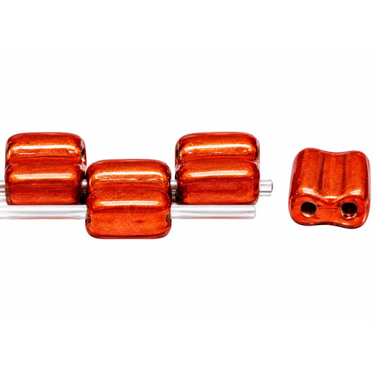 Silky 2-Hole Square Beads, Crystal Copper Matt (00030-01750), Glass, Czech Republic