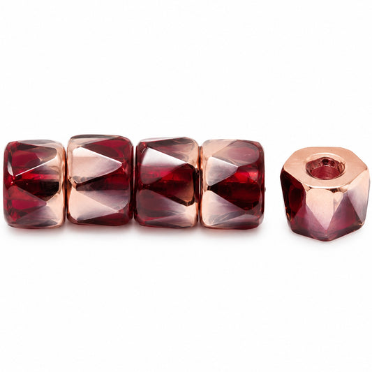 Faceted Oval Beads Special Cut, Transparent Red Rose Gold Capri (90100-27101), Glass, Czech Republic