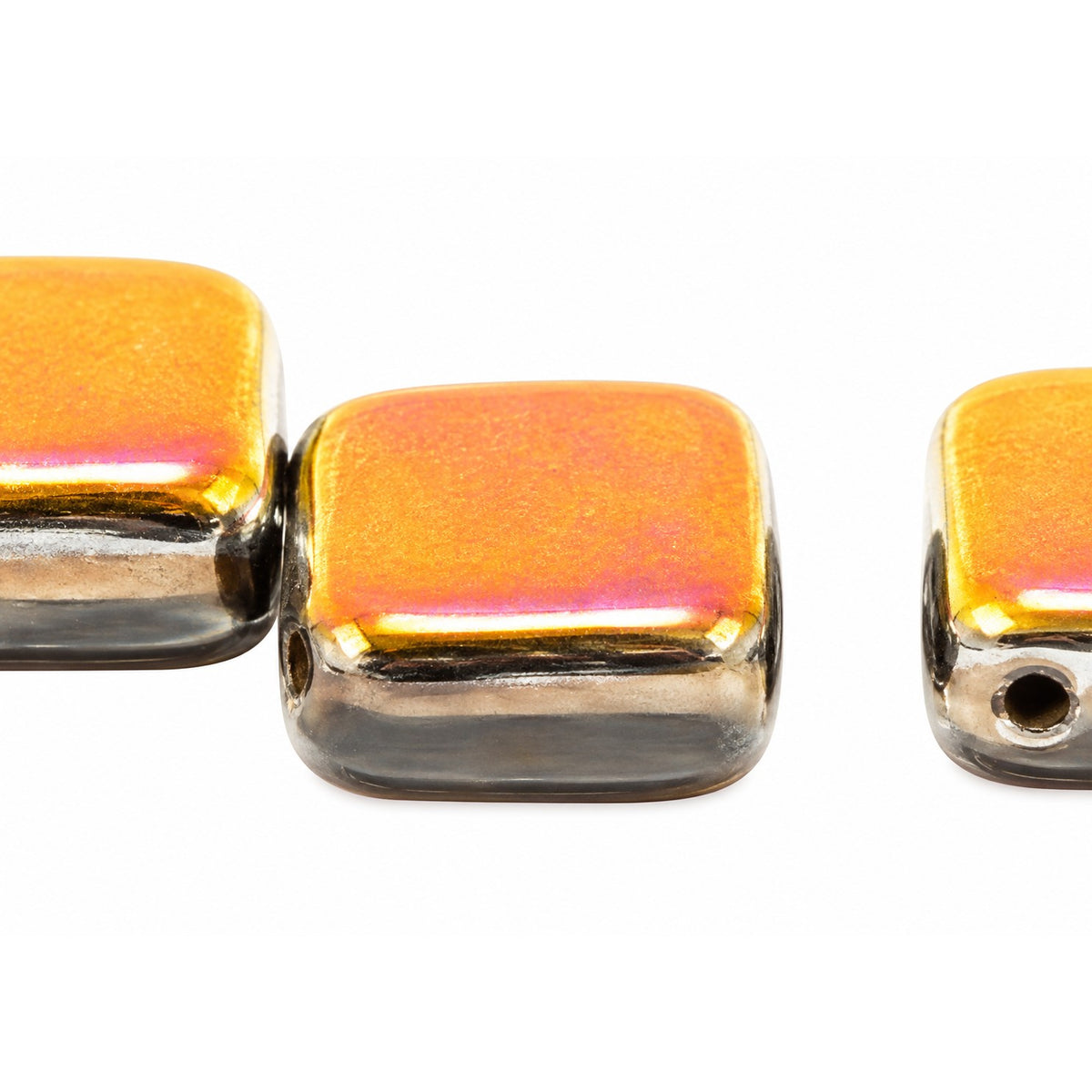 Tile 2-Hole Beads, Black Volcano (23980-28001), Glass, Czech Republic