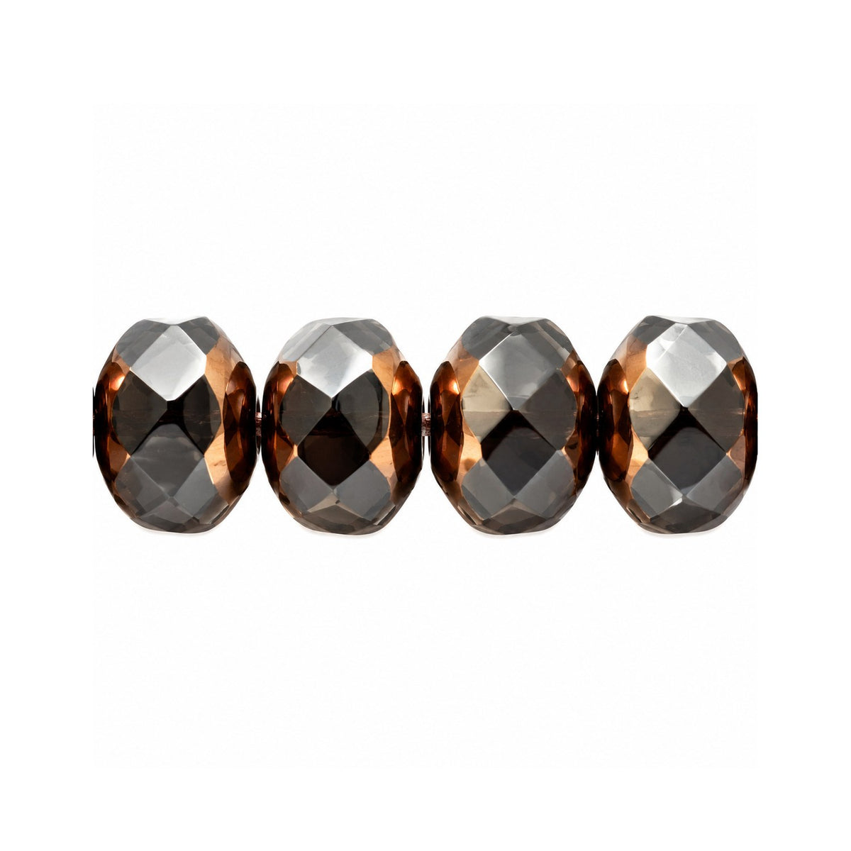 Rondelle Faceted Fire Polish Beads, Black Bronze (23980-14415), Glass, Czech Republic
