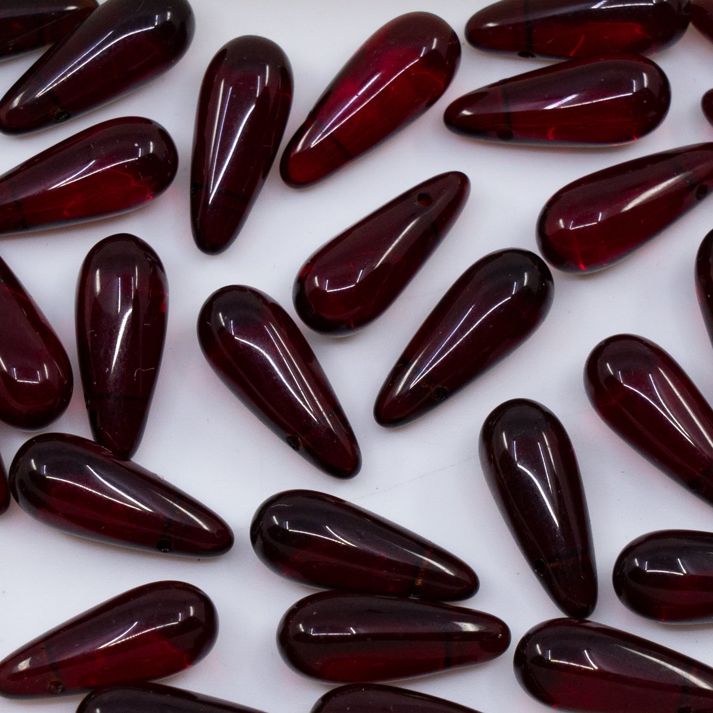OUTLET 250g/50g Drop Beads, 6 x 10 mm, Transparent Red (90100), Glass, Czech Republic