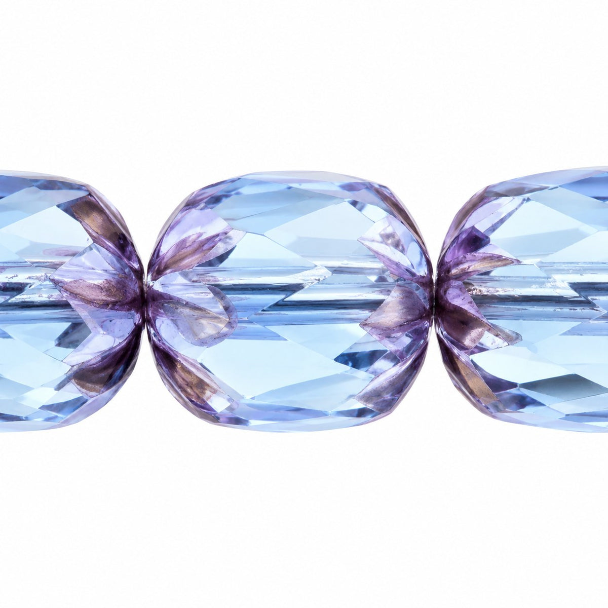 Faceted Fire Polished Beads Special Cut, Transparent Blue Purple (30040-15726), Glass, Czech Republic