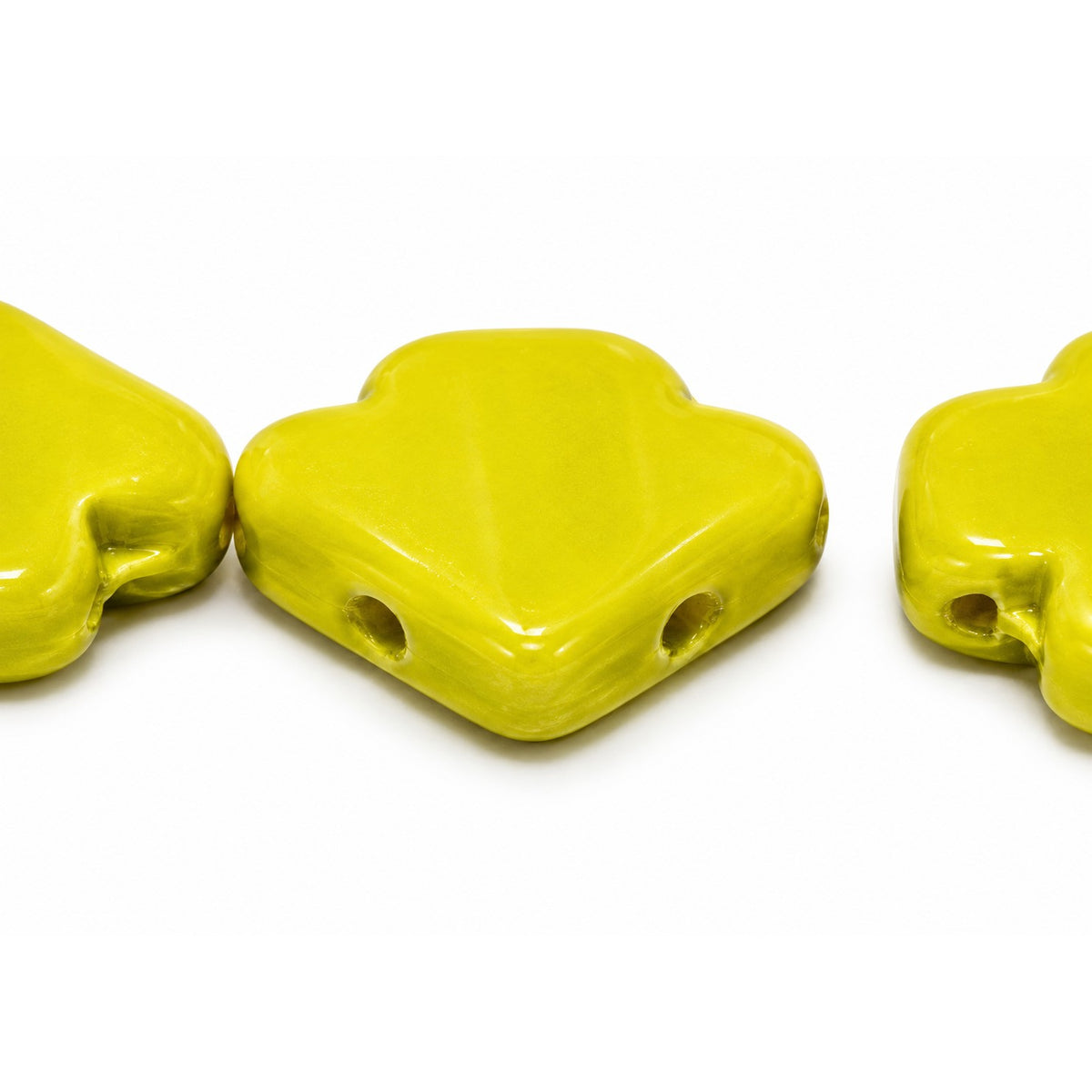 Arrow Beads - Hole From Side To Side, Opaque Green (53400), Glass, Czech Republic