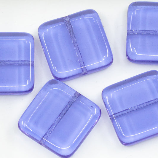 OUTLET 10 grams Square Beads, 20 x 20 mm, Transparent Light Amethyst (20210), Glass, Czech Republic