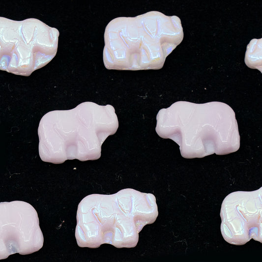 OUTLET 10 grams Elephant Beads, 15 x 11 mm, Opal Pink Ab (71200-28701), Glass, Czech Republic