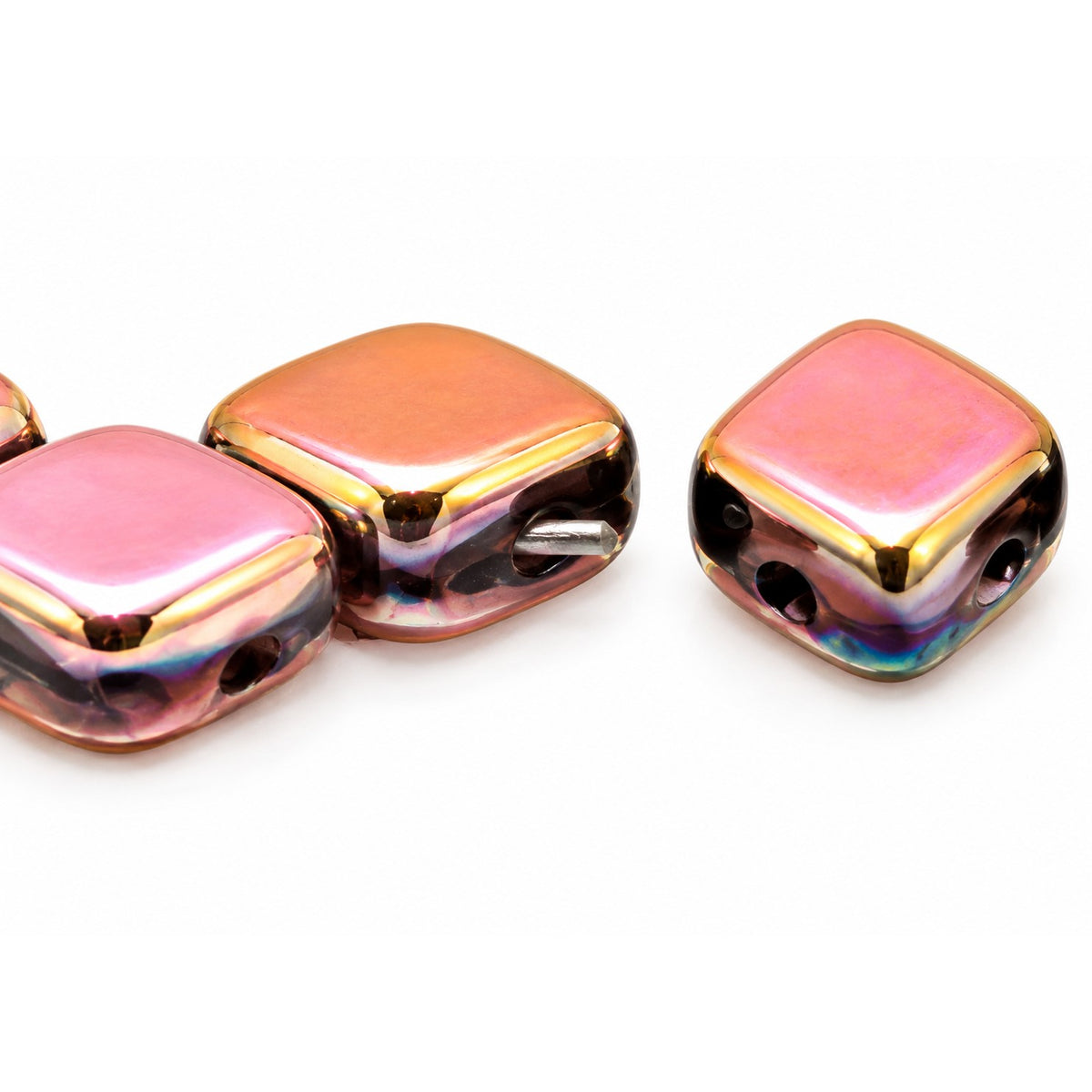 Silkt 2-Hole Beads, Black 27143 (23980-27143), Glass, Czech Republic