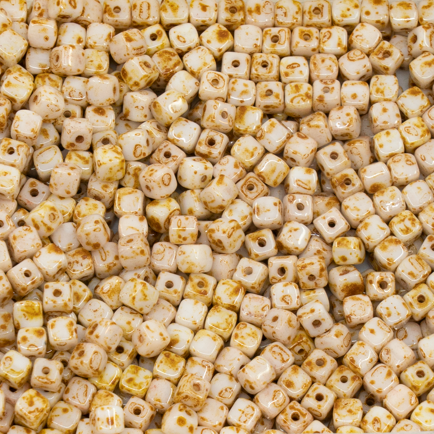 OUTLET 250g Cube Beads, 4 x 4 mm, Chalk White Travertin (03000-86800), Glass, Czech Republic