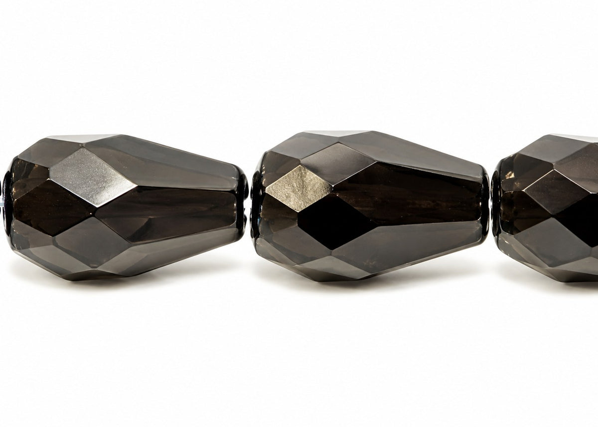 Faceted Fire Polished Beads Special Cut, Black (23980), Glass, Czech Republic