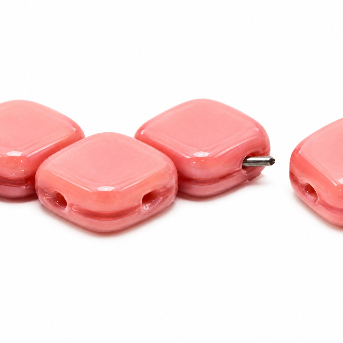Silkt 2-Hole Beads, Opaque Pink (74010), Glass, Czech Republic