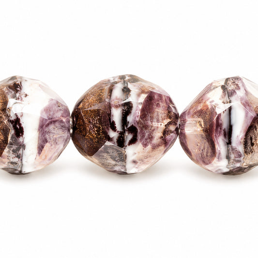 Special Cut Faceted Fire Polished Beads. Smashed, X3045 Bronze (x3045-14415), Glass, Czech Republic
