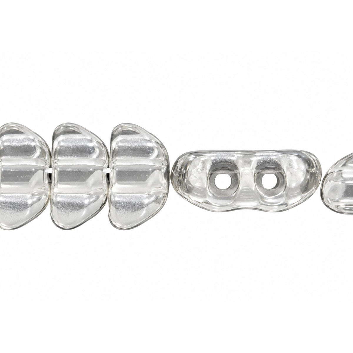 3-Hole Pressed Beads, Crystal (30), Glass, Czech Republic
