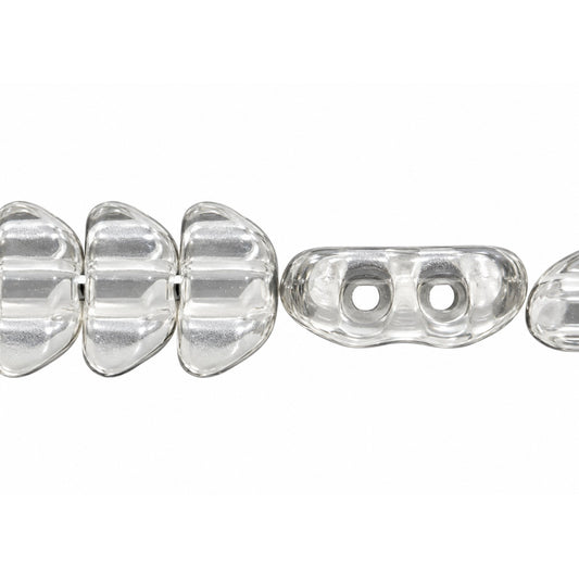 3-Hole Pressed Beads, Crystal (30), Glass, Czech Republic