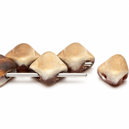 Silky 2-Hole Square Beads, Transparent Brown Matte 26737 (10100-84110-26737), Glass, Czech Republic
