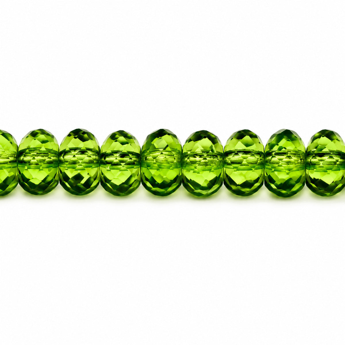 Special Cut Faceted Fire Polished Beads, Transparent Green (50020), Glass, Czech Republic