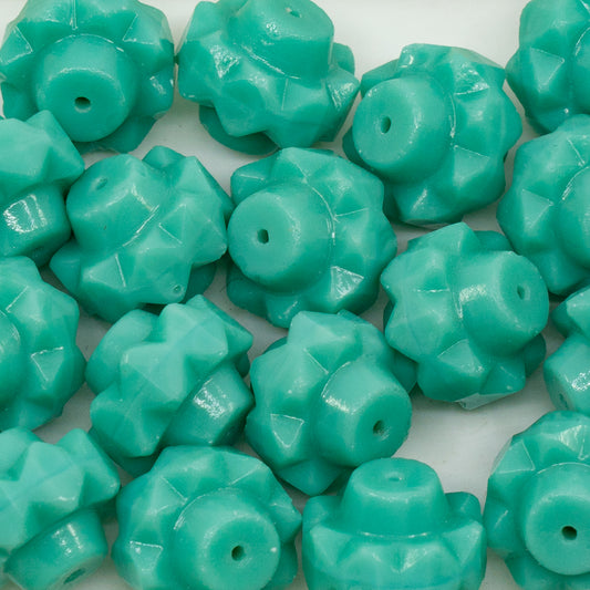 アウトレット 10グラム ファセットスペシャルカットビーズ、13 x 15 mm、ターコイズ（63120）、ガラス、チェコ共和国