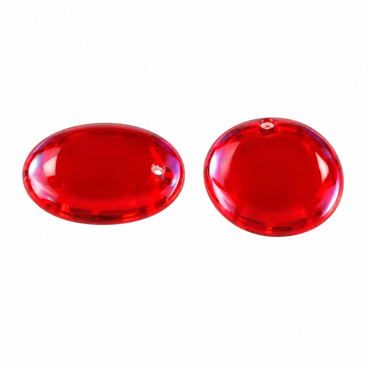 Oval Lentil Beads, Ruby Red Ab (90080-28701), Glass, Czech Republic