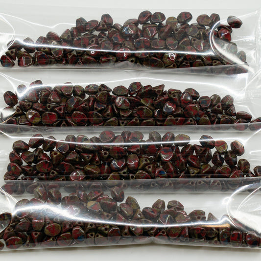 OUTLET 10 grams Pinch Beads, 5 x 5 mm, Opaque Red Travertin (93200-86800), Glass, Czech Republic