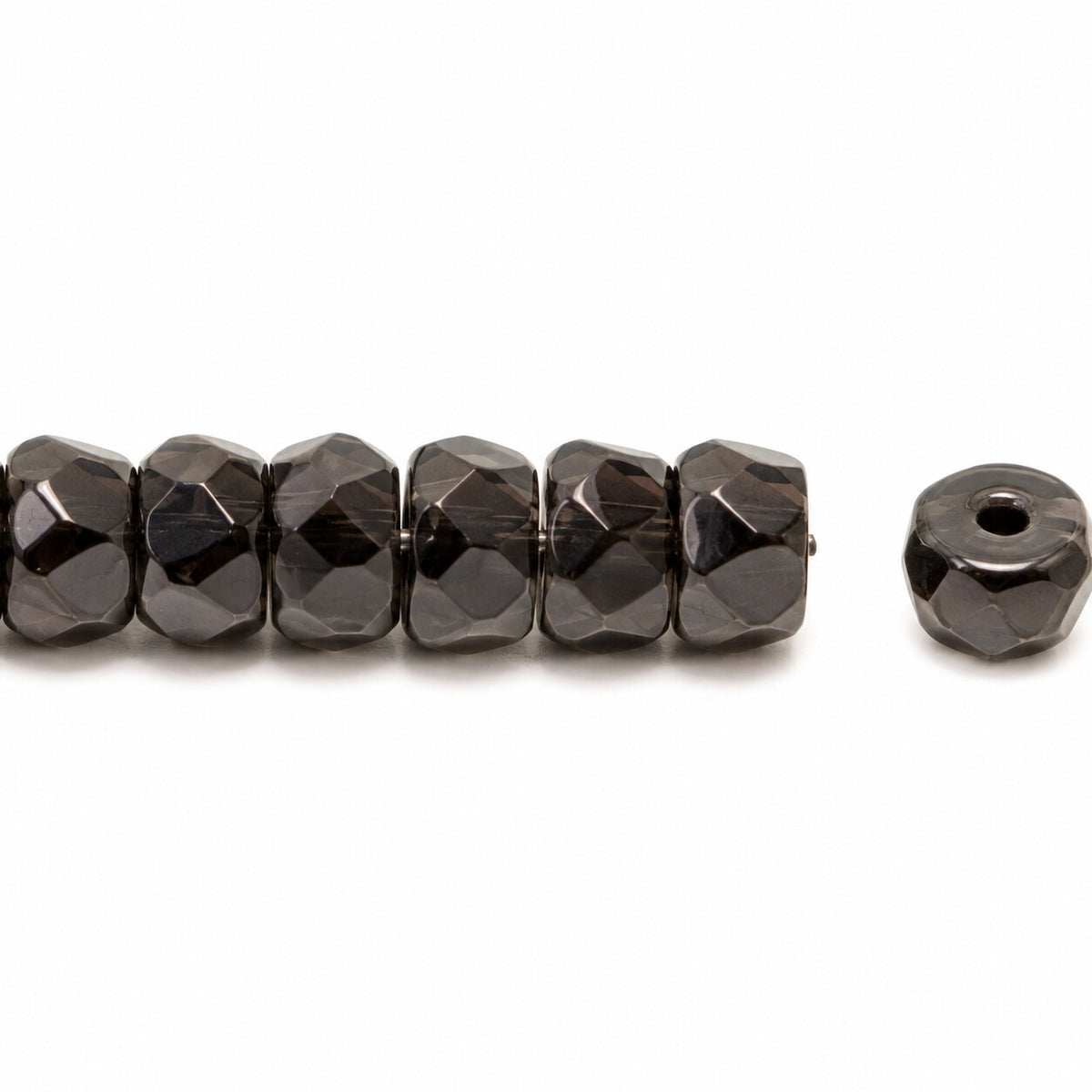 Faceted Special Cut Beads Rondelle, Black (23980), Glass, Czech Republic