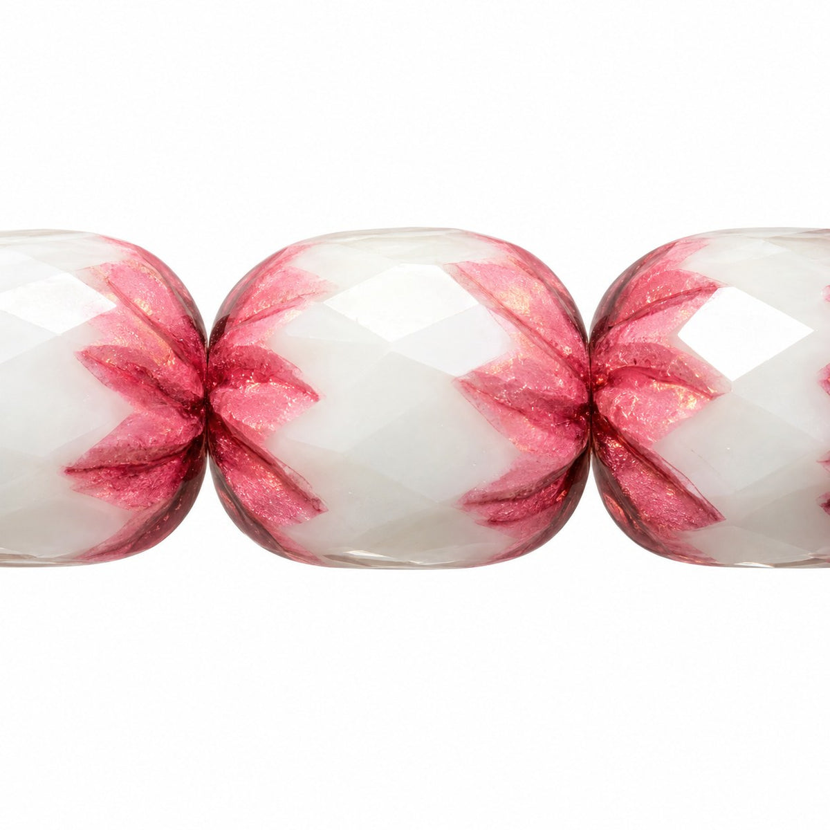 Faceted Fire Polished Beads Special Cut, White Purple (02010-15726), Glass, Czech Republic