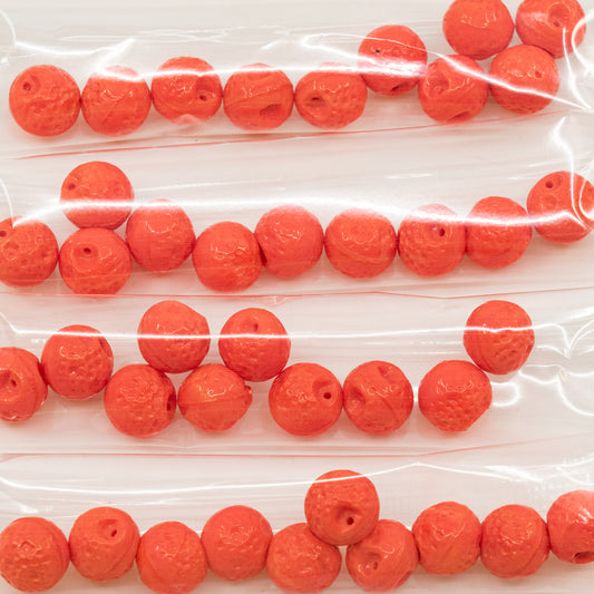 OUTLET 10 grams Orange Beads, 9 x 9 mm, Coral Red (93400), Glass, Czech Republic